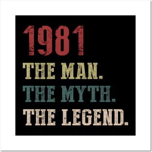 Vintage 1981 The Man The Myth The Legend Gift 39th Birthday Posters and Art